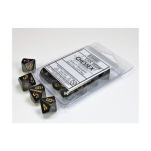 set de diez dados d10 opaque black/gold chessex