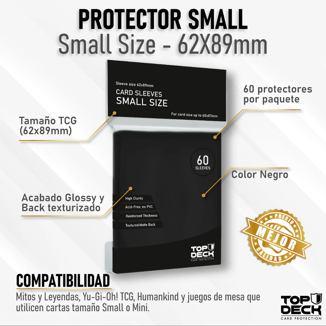 Protectores Esenciales negros Topdeck 62x89 mm para cartas - Imagen 2